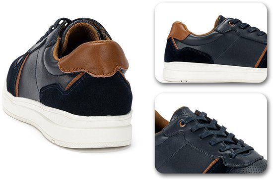 Milanoro - Baskets élégantes en cuir pour homme - Bleu marine - Taille 46