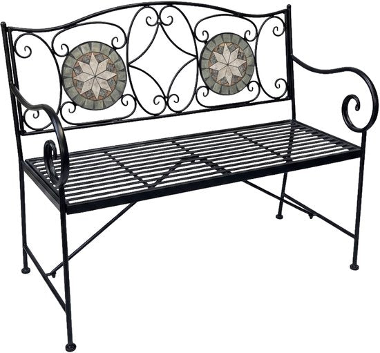 Banc de jardin AXI Margot Mozaïek Ster – Gris/marron – Banc de jardin en métal – 107 x 54 x 92 cm – Banc de jardin pour 2 personnes – Aspect mosaïque – Incrusté de carreaux de céramique – Pour le jardin, la terrasse et le balcon