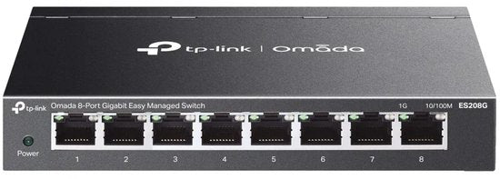 Commutateur réseau TP-Link Omada ES208G, géré, L2, Gigabit Ethernet (10/100/1000), noir