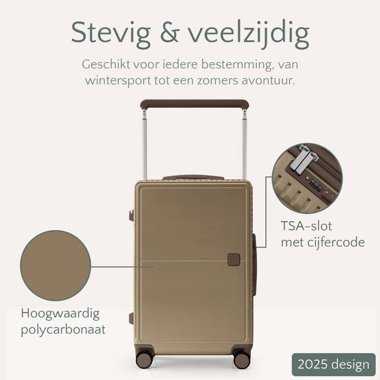 Skycases City Walker - Valise de voyage moyenne 77L - Légère et résistante - Roues pivotantes à 360° - Serrure TSA originale - Housse de protection et pochette humide incluses - 66 x 45 x 26 cm - Champagne
