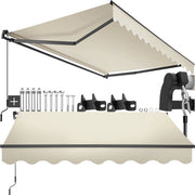 tectake® Sunshade with Articulated Arm - 250 x 200 cm - Store - Protection solaire pour fenêtre, balcon, extérieur - Fixation murale - Résistant à l'eau et aux UV - Beige