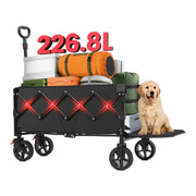 Chariot pliable Sunula 226,8 L – Jusqu’à 100 kg – Avec roulettes pivotantes – Pour le camping et les animaux de compagnie