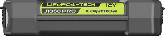 Lokithor Jumpstarter J1350 PRO - 12 V 1 350 A LiFePO4 - Batterie externe 30 W - Pour voiture, essence jusqu'à 6,5 L et diesel jusqu'à 3,5 L - Lampe de poche LED