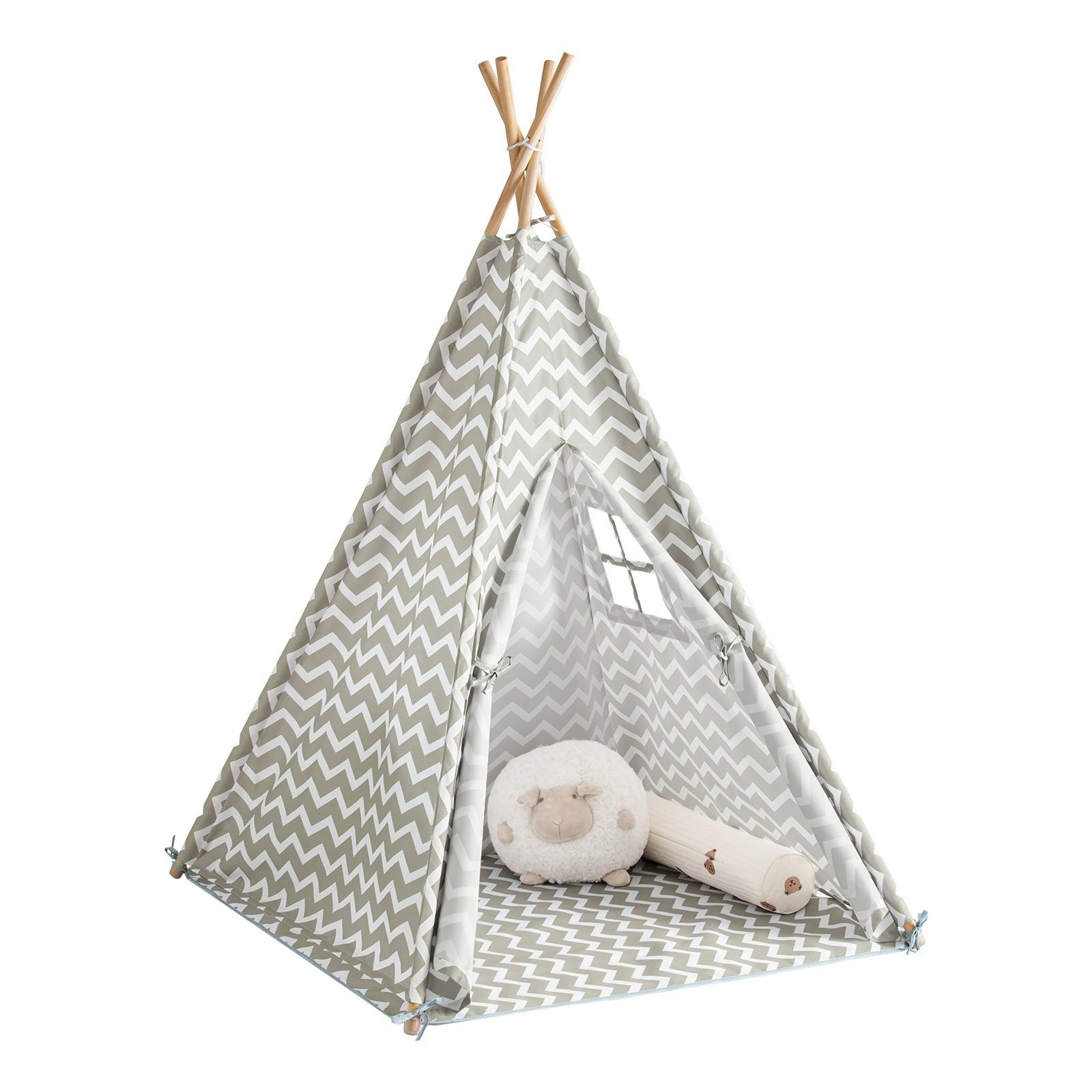SoBuy OSS03 Tente Tipi pour enfants 112 x 112 x 158 cm - Blanc/ Gris