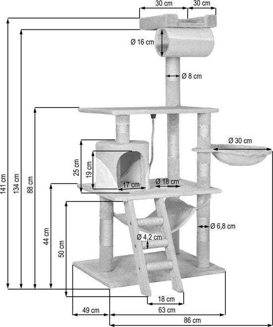 TecTake Stokely griffoir - 141 cm - Noir/Blanc