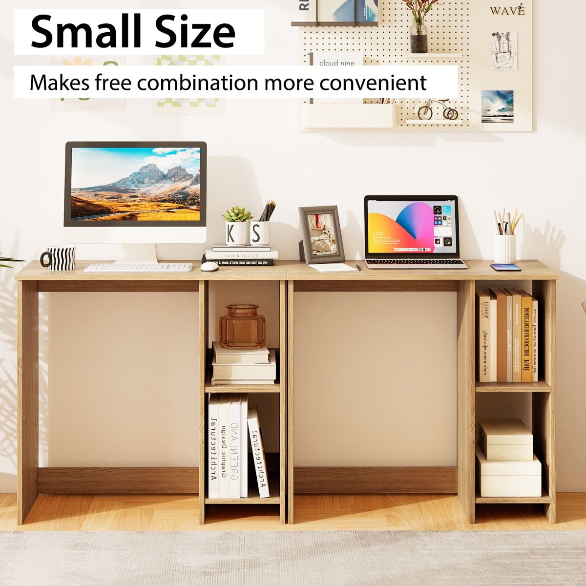 Meuble Coast avec 2 compartiments de rangement - compact - stable - couleur naturelle - 80 x 40 x 74 cm