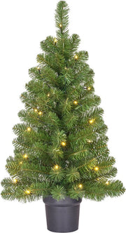 Black Box Trees Norton Artificial Christmas Tree in Pot with LED Lights - H90 x Ø50 cm - Vert