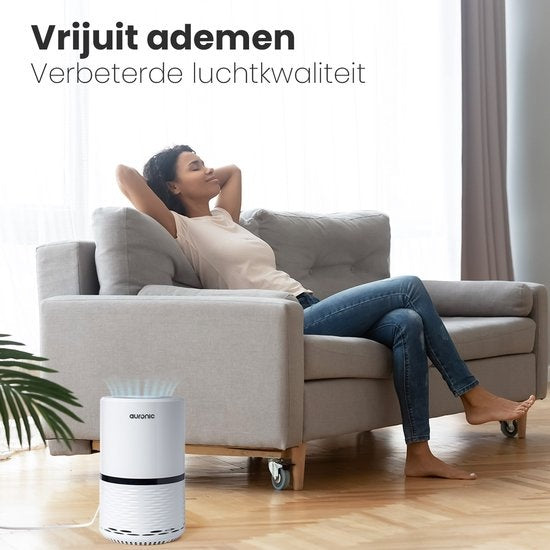 Auronic Air Purifier - Purificateur d'air avec filtre HEPA - Elimine 99.97% - 25W - 3 étapes - Blanc