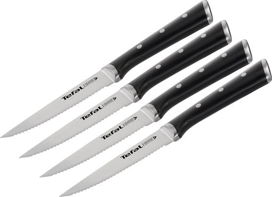 Tefal Ice Force - Couteau à steak - 11 cm - Lot de 4 - Acier inoxydable - Trempé à froid - Ergonomique
