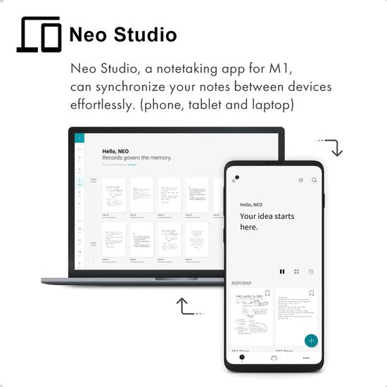 Neolab Smartpen M1 - stylo numérique - écriture numérique - stylo intelligent - Gris