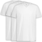 LEBASQ - T-shirt Davis pour homme - Lot de 3 - col en V - extra long - peut servir de sous-vêtement - blanc - XXL - coton
