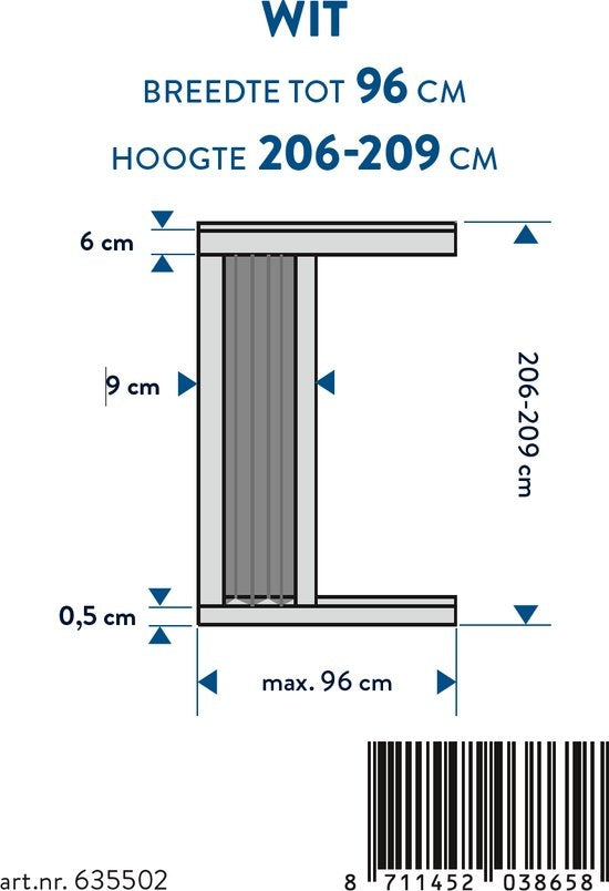 Porte moustiquaire plissée Bruynzeel s900 E 96x206-209 blanc