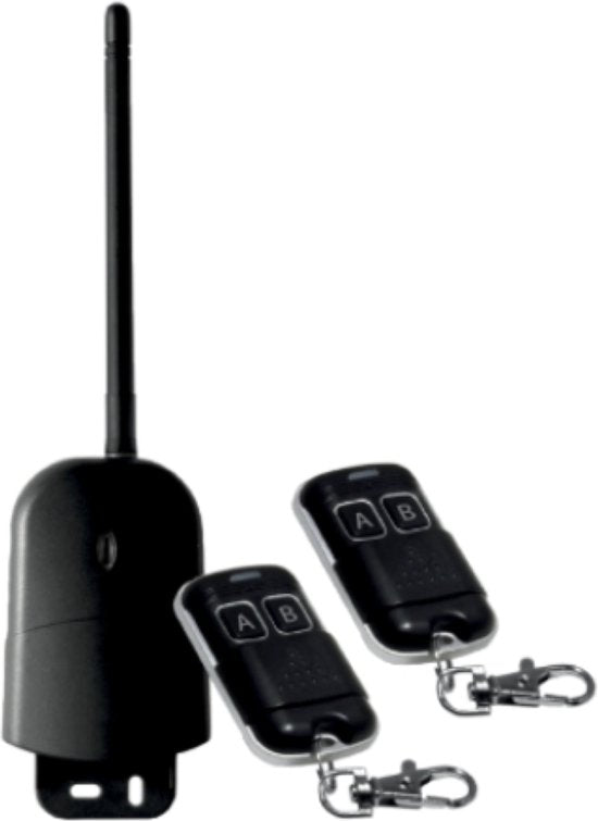 Unitronic Wireless 2-channel remote control set : 2 transmitters & 1 receiver, 433.92 MHz, for 140 devices, energy-efficient, ideal for simple indoor and outdoor home automation