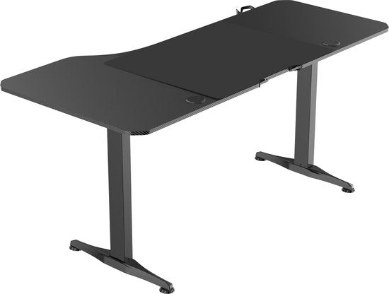 VDD Gaming - Bureau - Bureau gaming - Bureau assis-debout - Réglable en hauteur électriquement - Bureau assis-debout - Bureau gaming - Bureau gaming - Table d'ordinateur - 160 x 75 cm - Noir - Hauteur maximale 117 cm