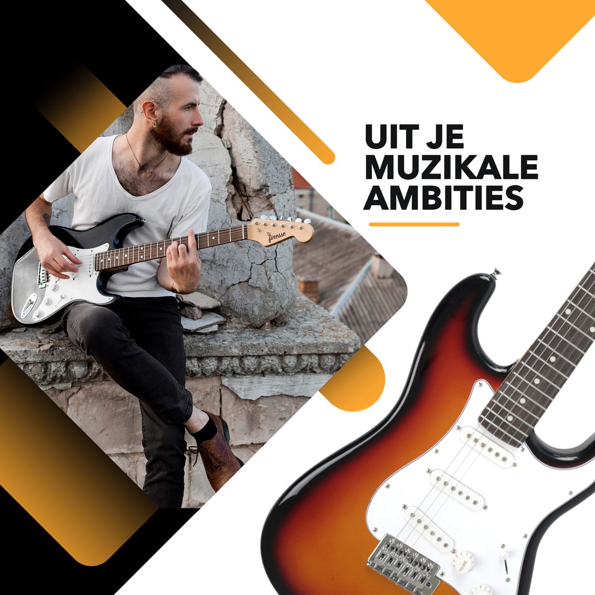 Guitare électrique Finesse avec housse – Sunburst – Format standard 4/4