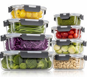 Boîtes de préparation de repas Organess - Boîtes de conservation - Boîtes pour surgelés - Lot de 8 pièces - Sans BPA - Verre - Couvercles sans BPA