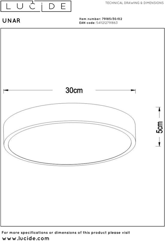 Lucide UNAR - Plafonnier - Ø 30 cm - LED 3 StepDim (mémoire) - 1x18 W 2700 K - Or mat / Laiton
