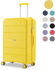 SKYCASES Urban Adventurer - Valise de voyage moyenne - Verrouillage par numéro - 44x27x66cm - 78L - Valise de voyage avec verrouillage de valise - Roues pivotantes - Jaune