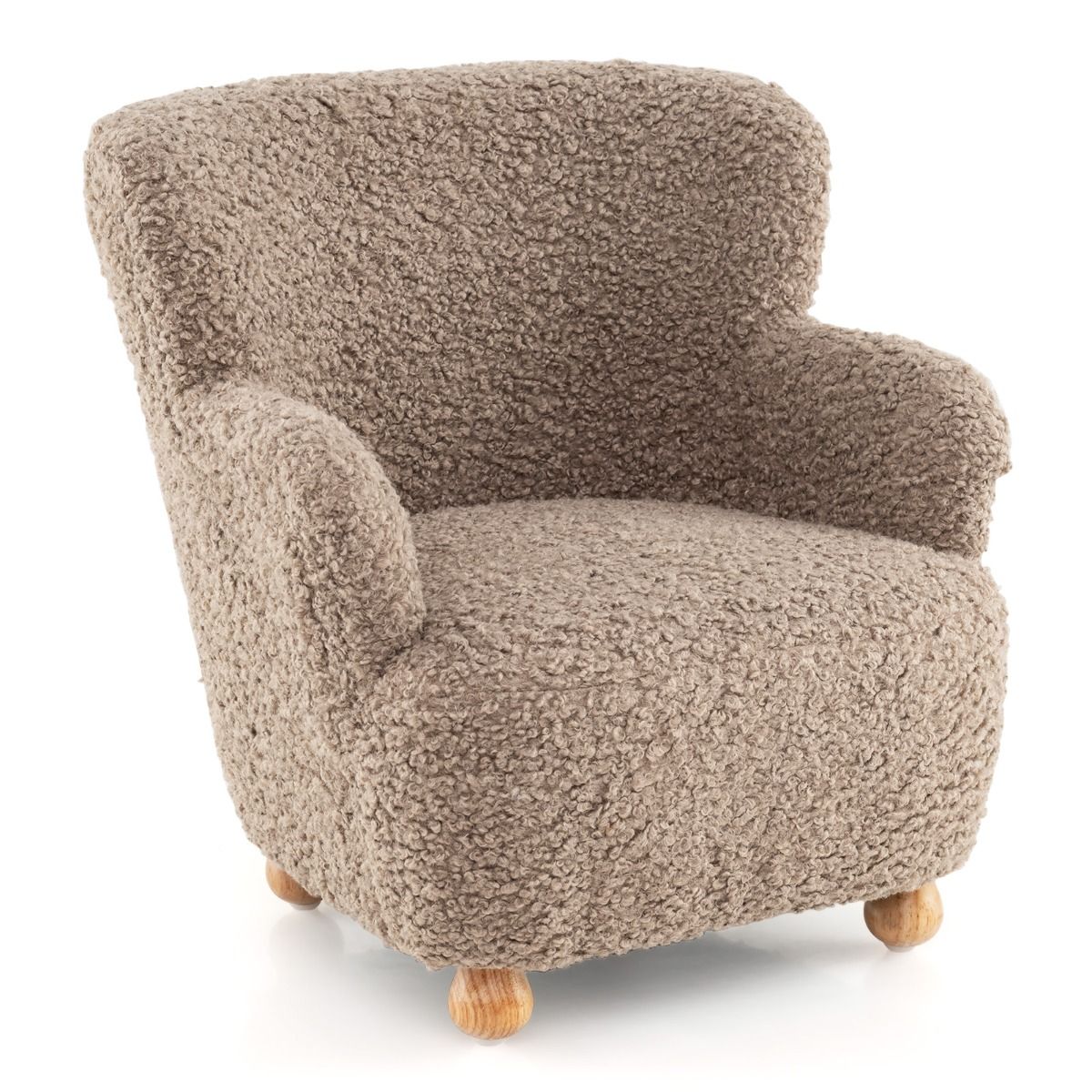 Fauteuil pour enfant Coast avec dossier - pieds en bois - chaise rembourrée pour enfant - marron clair
