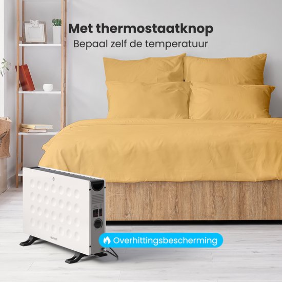 Auronic Radiateur à convection - 2000W - Ventilateur intégré - Chauffage électrique - Avec thermostat - Chauffage - Blanc