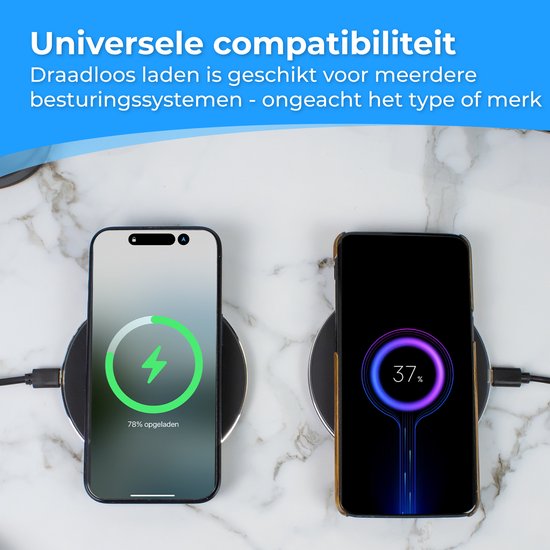 Nuvance Wireless Charger 10W - Câble inclus - Chargeur sans fil - Chargeur rapide - Convient à tous les smartphones rechargeables sans fil