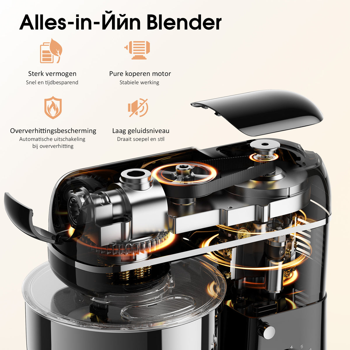 Batteur sur socle multifonction 7-en-1 Honinst - 6,5 QT, 8 vitesses, tête inclinable