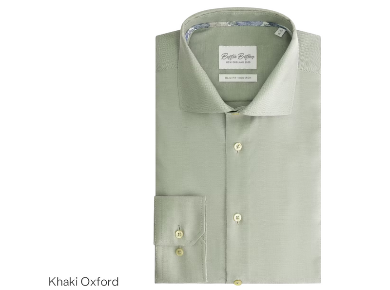 Boston Brothers Chemise ample pour homme - Couleur Khaki Oxford - Taille M