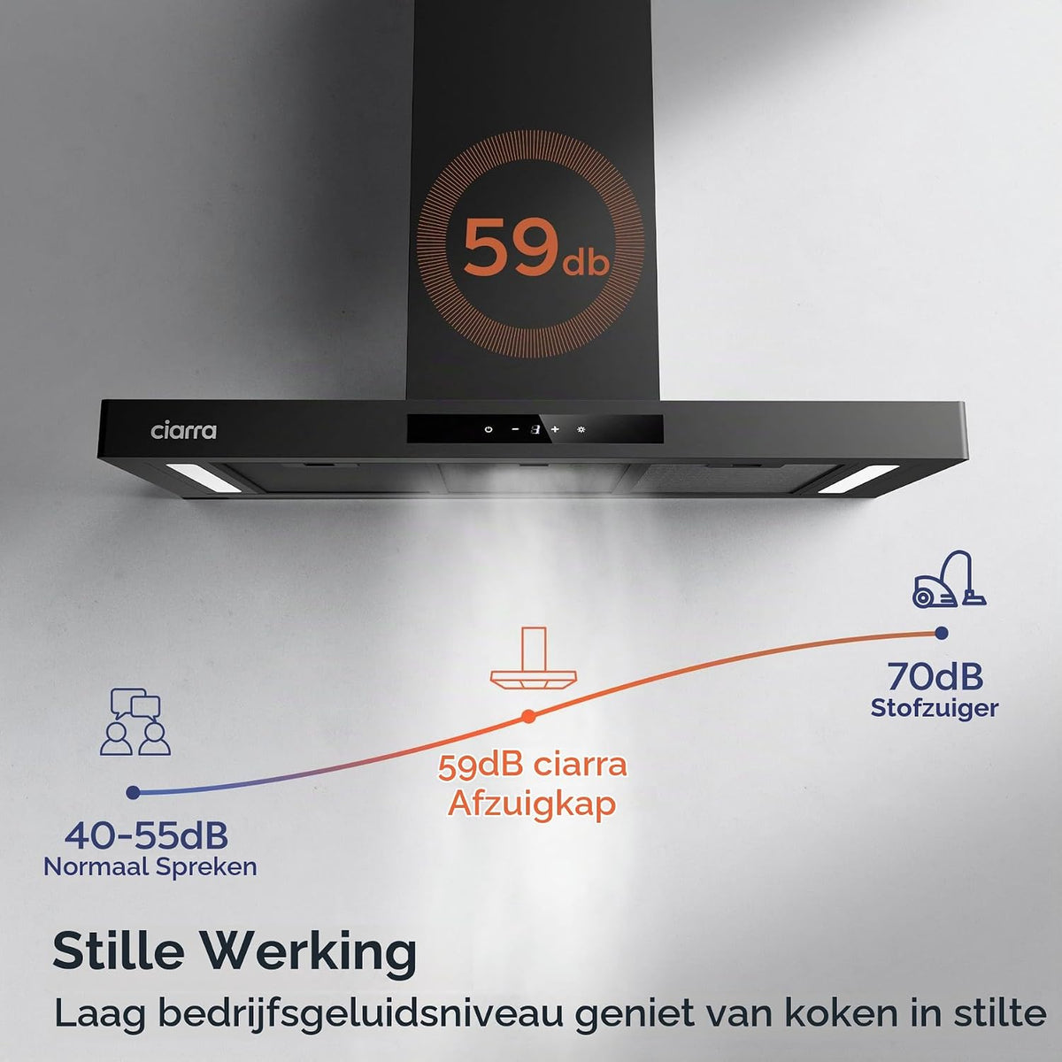 Hotte aspirante Ciarra CBCB9102-P - 90 cm - Noir - Wi-Fi et commandes tactiles