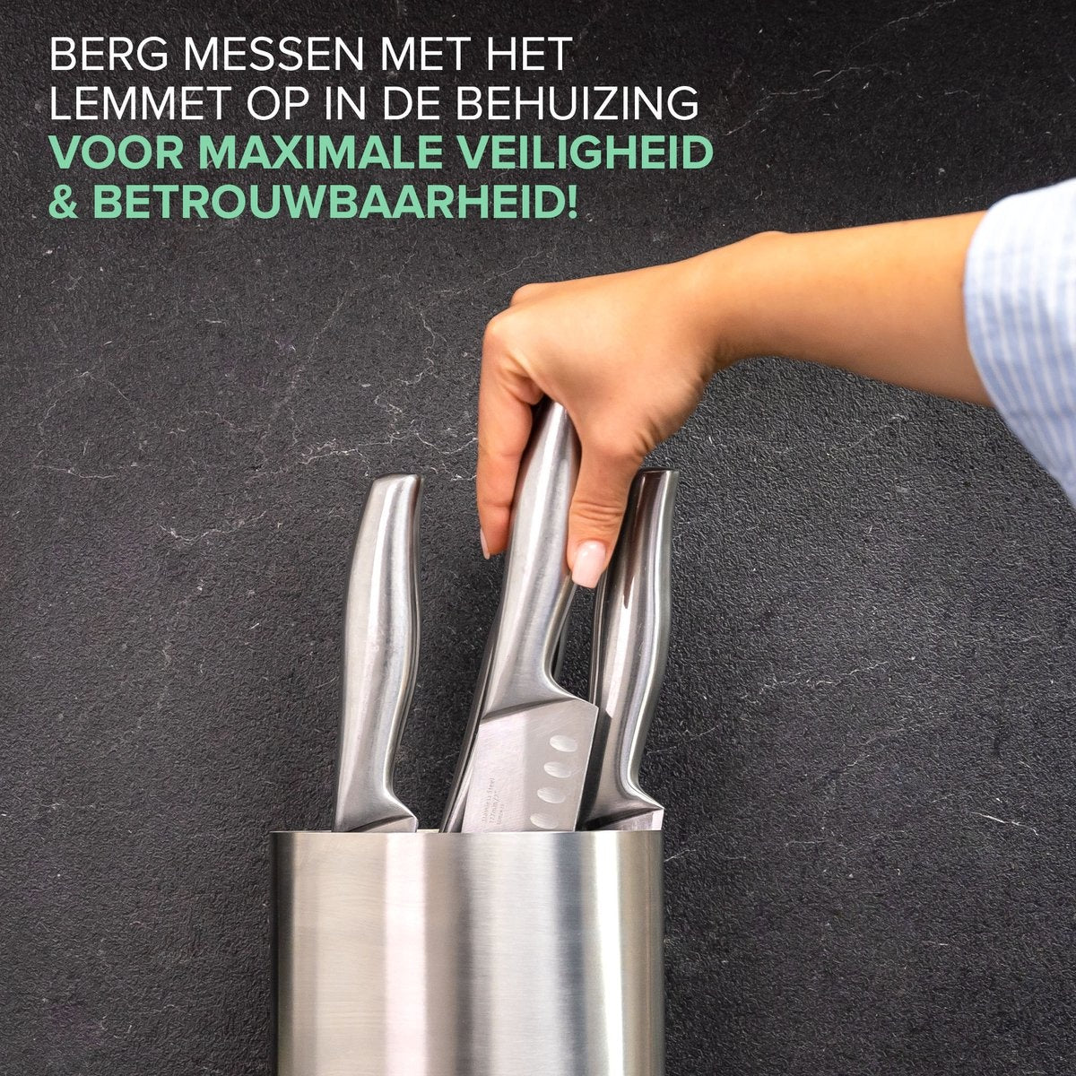 Messenblok zonder Messen - Messenhouder Universeel - Exclusief Messen - RVS Messenopberger van Coninx