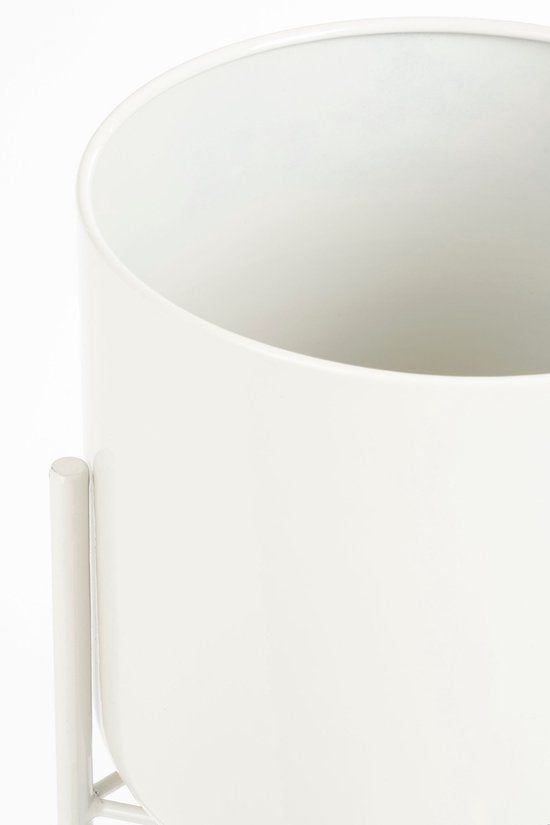 Mica Decorations Colyn Pot de fleurs sur pieds - Pot de fleurs - Pot de fleurs d'intérieur ou pot de plantes - Support pour plantes en fer - H60 x Ø19 cm - Blanc