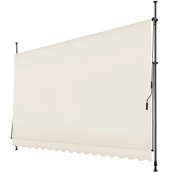 tectake - store à pinces - parasol - réglable - store à pinces - parasol balcon - 400 x 180 cm - beige - parasol