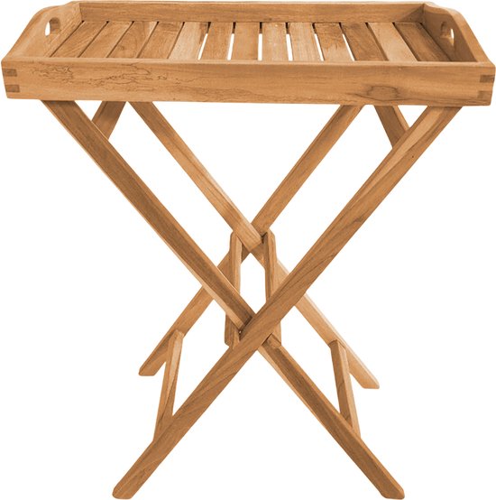 Table d'appoint pliable AXI Lora en teck – Avec plateau amovible – 60 x 35 x 75 cm – Teck – Légère – Pliable – Pour le jardin, la terrasse et le balcon