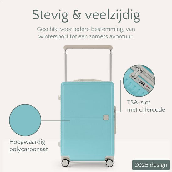 Skycases City Walker - Valise pour bagage à main - 34L - Légère et solide - Roues pivotantes à 360° - Verrouillage TSA - Housse de protection incluse - Compacte et spacieuse - Bleu Tiffany