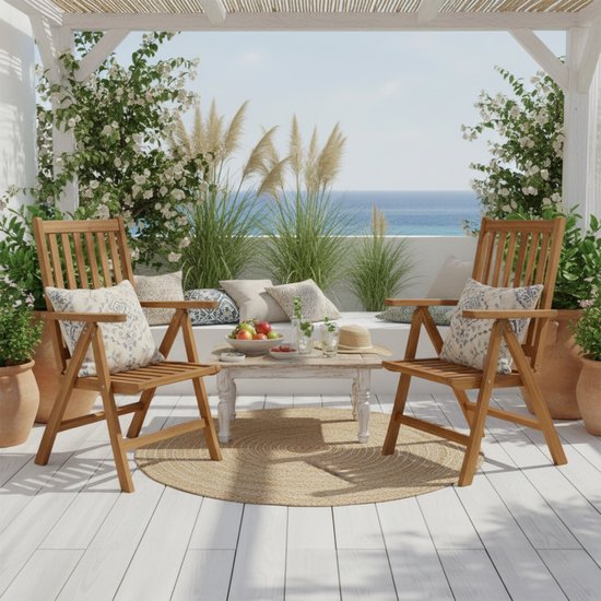 Chaises de jardin réglables AXI Nuria en teck – Chaises de jardin pliantes en bois – 5 positions – Lot de 2 – 100 % teck – Capacité de charge de 180 kg – Jardin, terrasse ou balcon