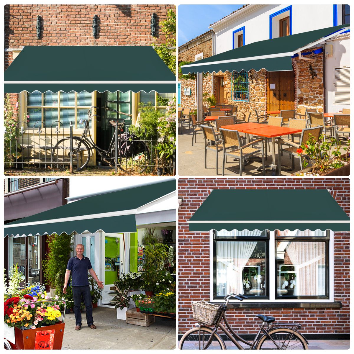 coast 4 x 2,5 m store de terrasse extensible - vert - armature en aluminium - manivelle manuelle