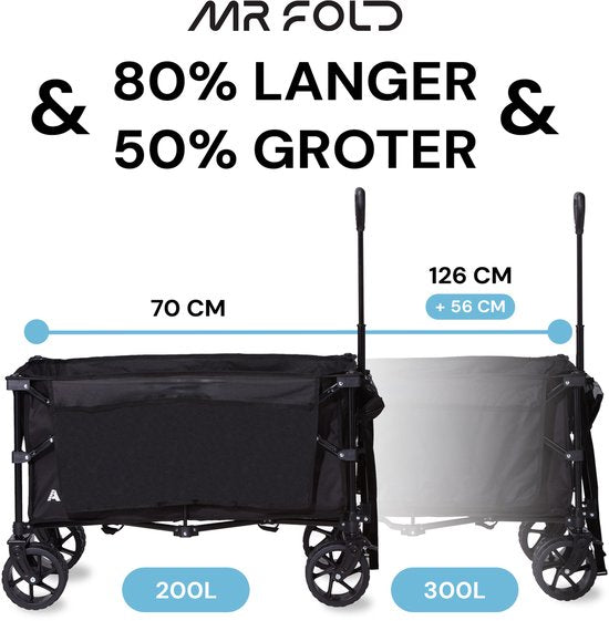Mr Fold Bolderkar - XXL - pliable - 300L - capacité de transport 150KG - noir - garantie 5 ans