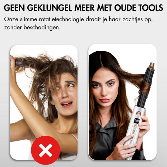 Sansbeauté® 8-in-1 Airstyler avec diffuseur et boîte de rangement - Multistyler - Brosse pour sèche-cheveux cheveux courts - Brosse pour sèche-cheveux - Sèche-cheveux - Brosse chauffante - Brosse à boucler - Fer à boucler - Brosse de coiffage - Câble rota