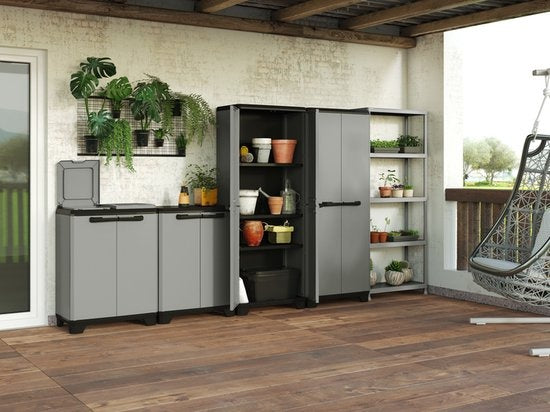 Keter Planet High Cupboard Multipurpose - 3 étagères - 68x39x173cm - Gris/Noir - Plastique recyclé