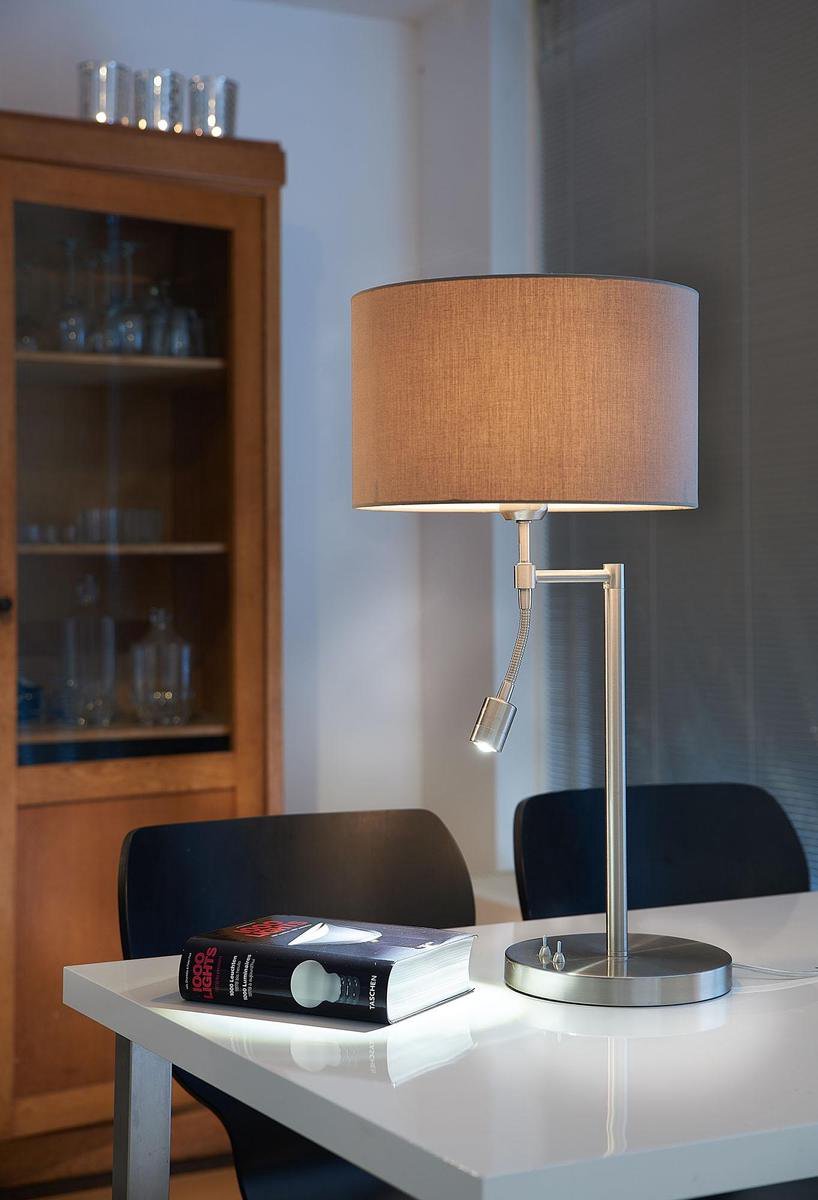 Light & Living Abat-jour CALGARY - Nickel Satiné - Avec Ledflex