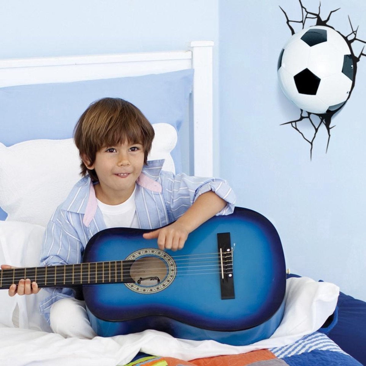 Gadgy Football Veilleuse Enfants - Veilleuse murale Chambre d'enfant avec autocollant mural - Fonction minuterie - Lampe murale LED alimentée par piles