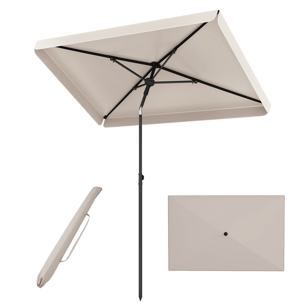 Parasol de balcon Coast - rectangulaire - inclinable à 30° - 200 x 130 cm - beige