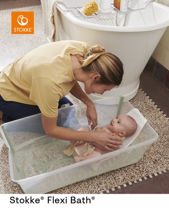 Ensemble Stokke® Flexi Bath® X-Large - Flexi Bath® XL + support pour nouveau-né - Bleu transparent