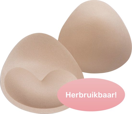 Coussinets de soutien-gorge Soft & Silky - Résistants à l'eau - Push up - Beige