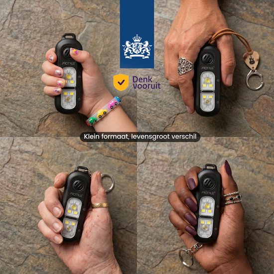 Porte-clés d'alarme personnelle 130 dB - Autodéfense pour femmes - Spray au poivre - Alarme de poche rechargeable avec lampe de poche