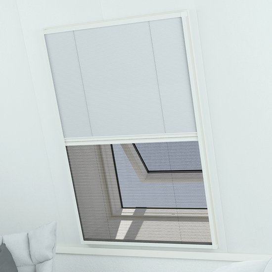 Livn Duoplisse Moustiquaire Plus 134 x 160 cm Blanc - Moustiquaire et occultation tout-en-un pour fenêtres de toit - Facile à découper sur mesure - Pour une ouverture maximale de 129 x 160 cm