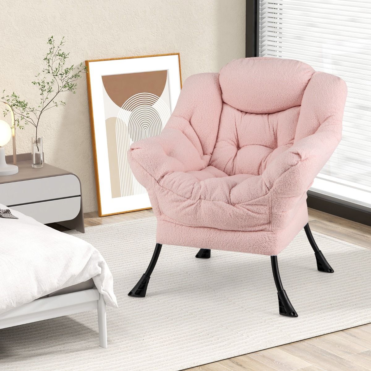Fauteuil relax Coast - Fauteuil de détente ergonomique avec coussin d'appui-tête - Compartiment de rangement - Beige 80 x 74 x 97 cm