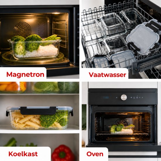 Boîtes de préparation de repas Organess - Boîtes de conservation - Boîtes pour surgelés - Lot de 8 pièces - Sans BPA - Verre - Couvercles sans BPA
