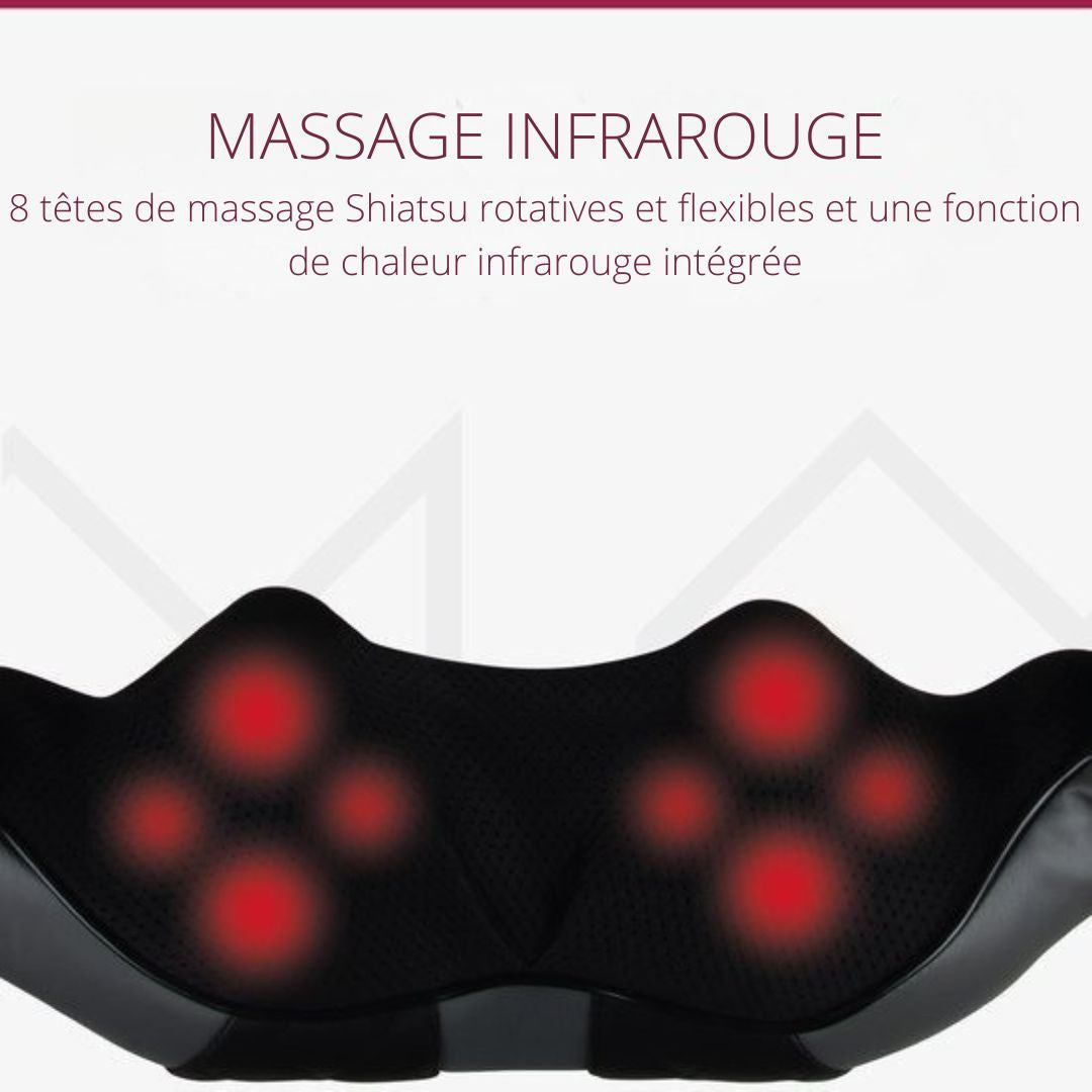 Coussin de massage Shiatsu - Northwall - Appareil de massage cervical - Fonction de chaleur infrarouge - avec sac de transport de luxe - noir