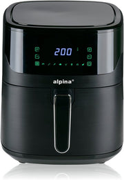 Alpina Airfryer XL - Friteuse à air chaud 6 L - Air Fryer pour 2 à 5 personnes - Four à air chaud avec écran tactile numérique - Température réglable de 80 à 200 degrés - Fonction minuterie - 8 programmes de cuisson