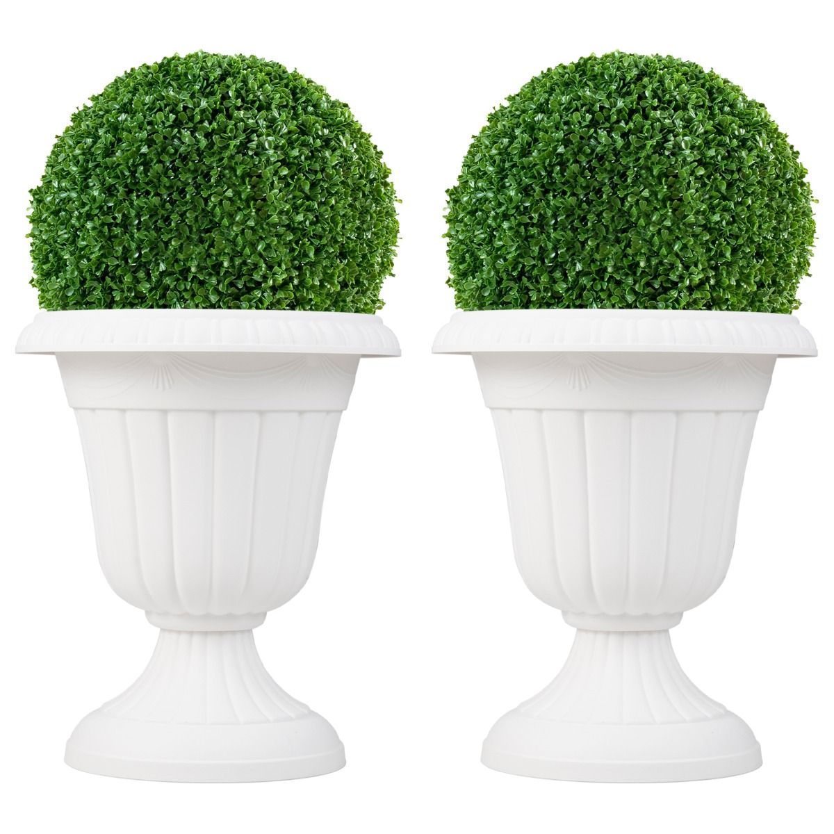 Lot de 2 jardinières Coast - forme d'urne - résistantes aux intempéries - blanches, 46,5 cm de hauteur